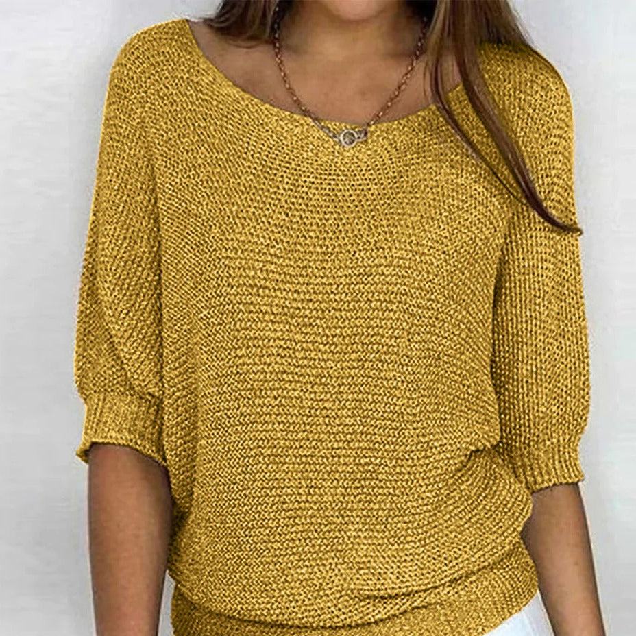 Laura | Top Comodo in Maglia Lavorata - Giallo