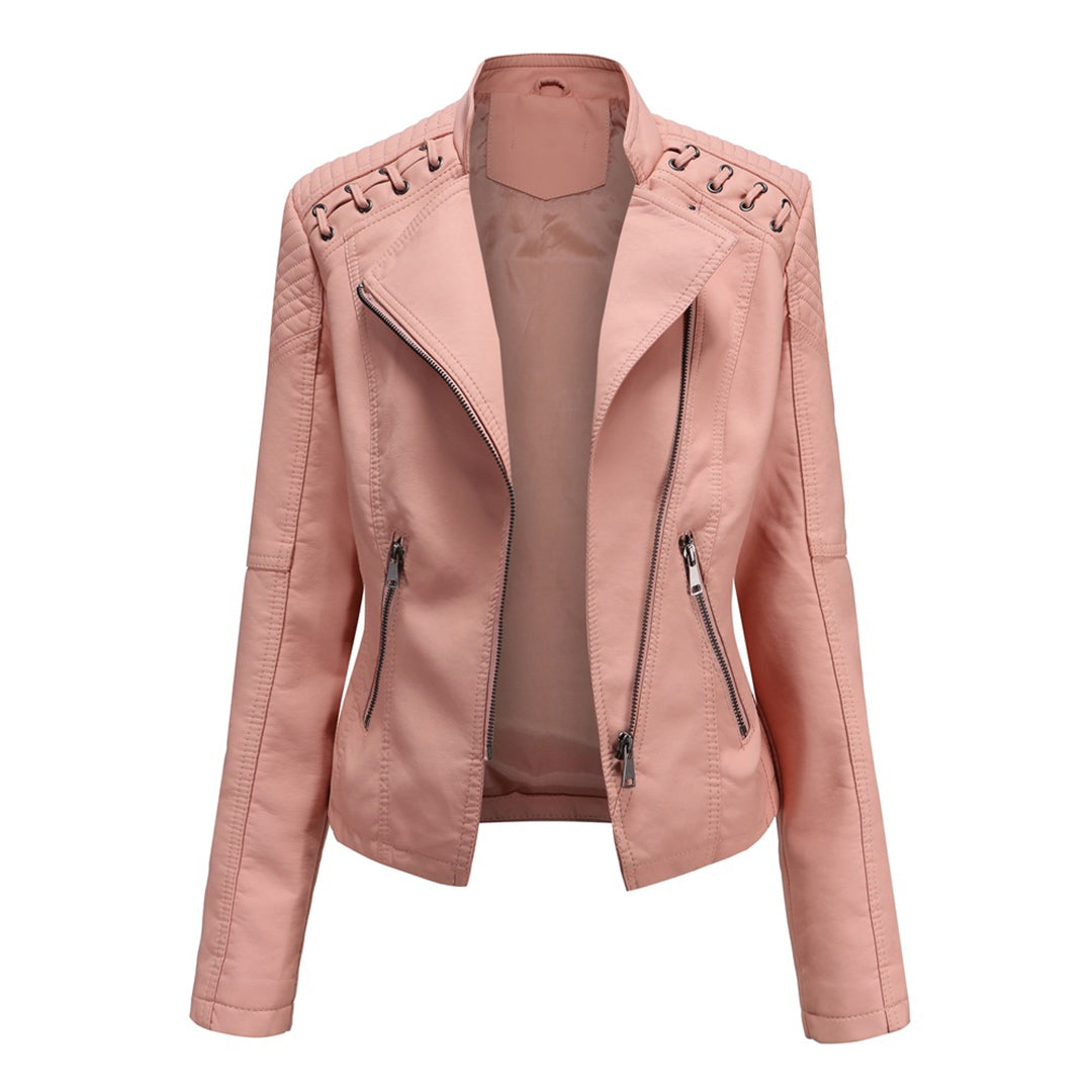 Serena | Chaqueta acolchada de estilo motero asimétrica con ojales