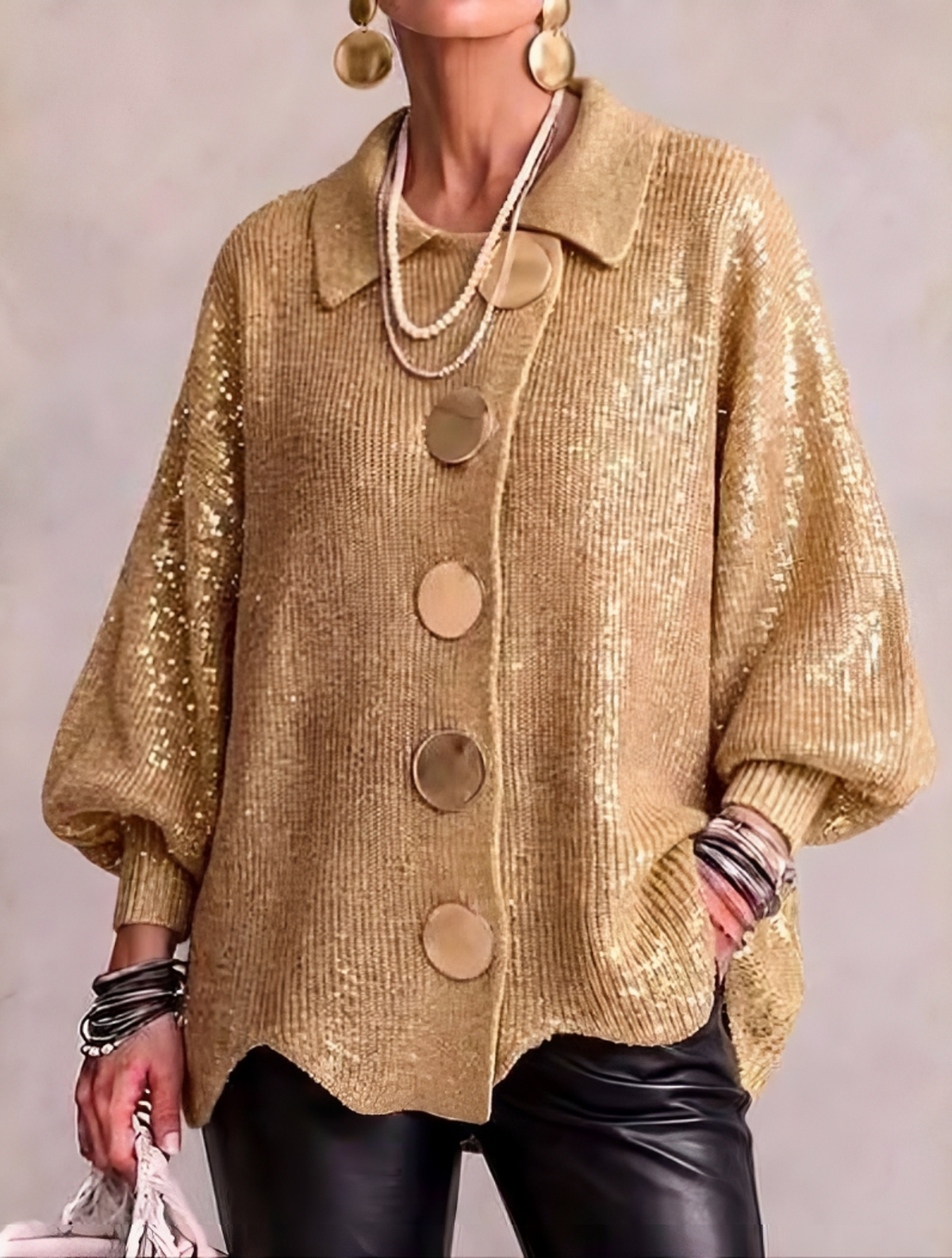 Isadora | Cárdigan Oversize con Dorados