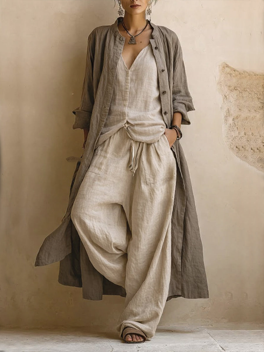 Completo tre pezzi a strati beige