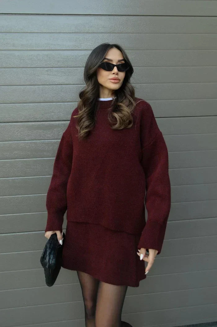 Completo morbido in maglia Bordeaux