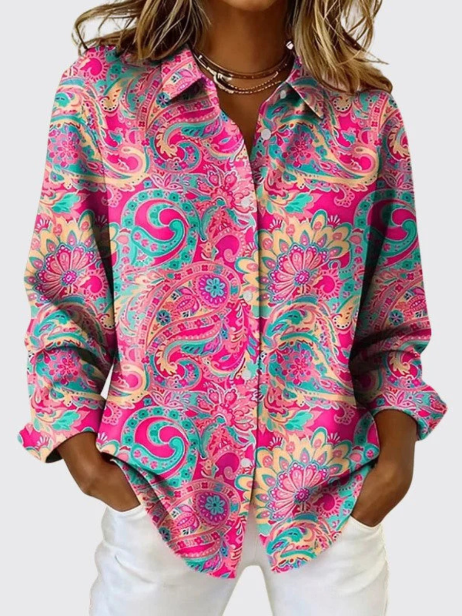 Rosanna | Camicia a Bottoni con Stampa Paisley - Rosa