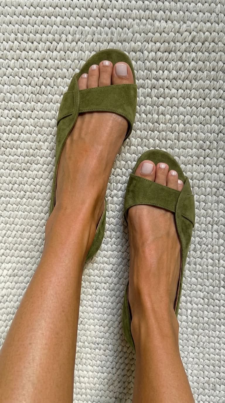 Camilla | Sandalias bajas de gamuza con punta abierta y correa trasera