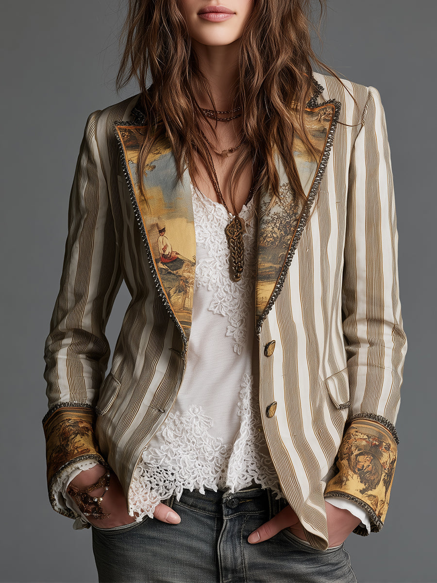 Giulia | Blazer boho a rayas con solapas