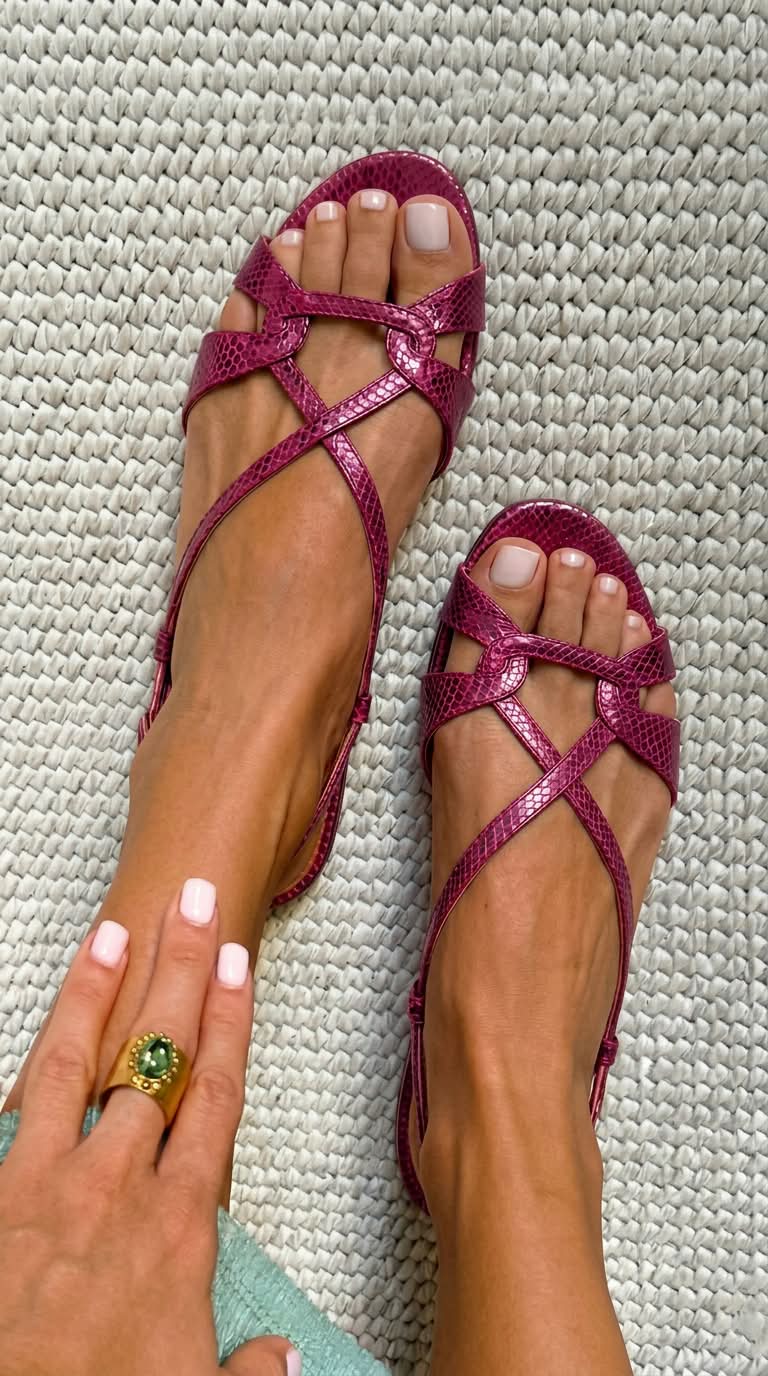 Nicoletta | Sandalias bajas con punta abierta y efecto pitón