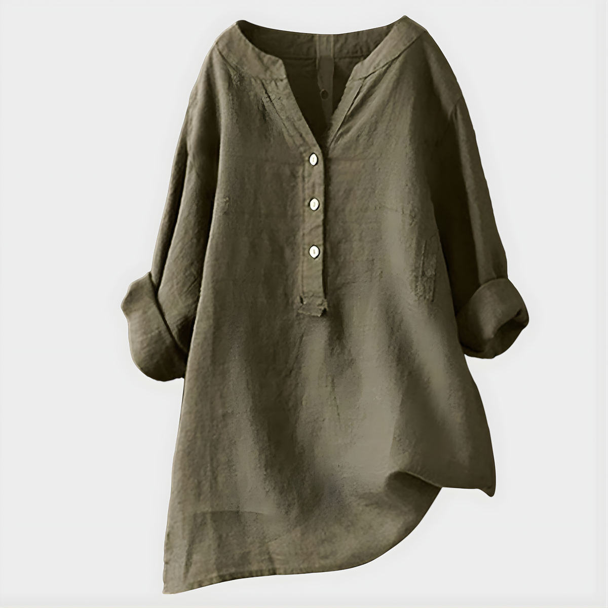 Ornella | Blusa Elegante in Cotone-Lino con Scollo a V