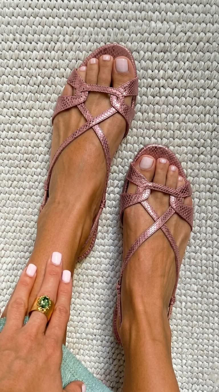 Nicoletta | Sandalias bajas con punta abierta y efecto pitón