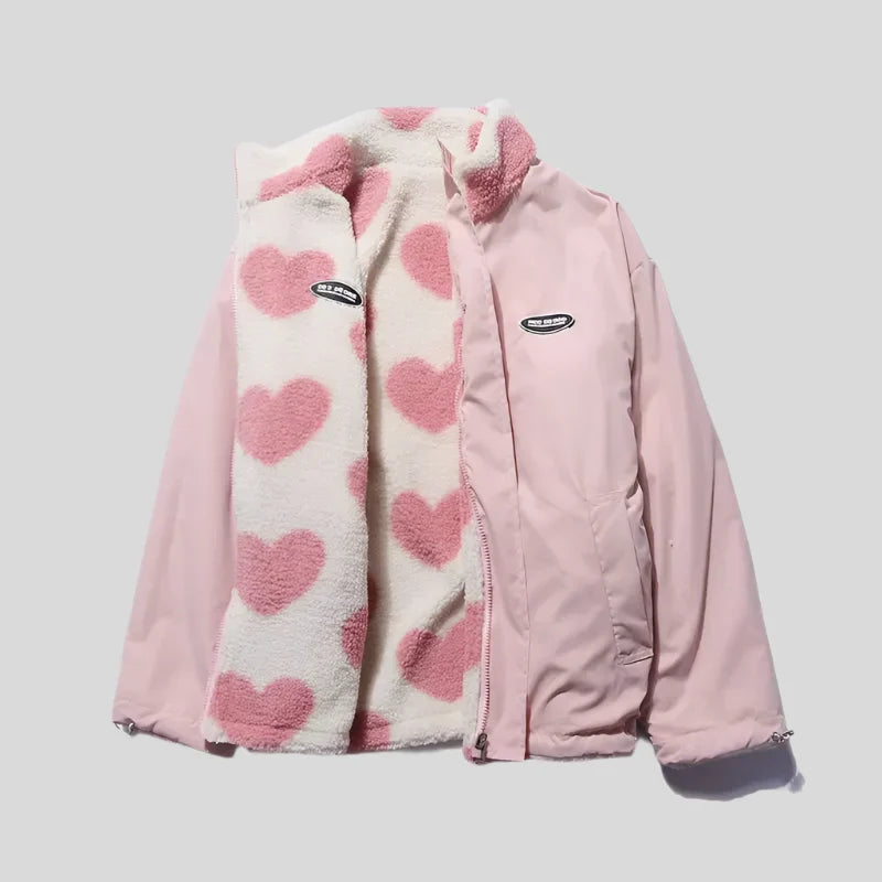 Caterina | Abrigo de piel con corazones multicolores