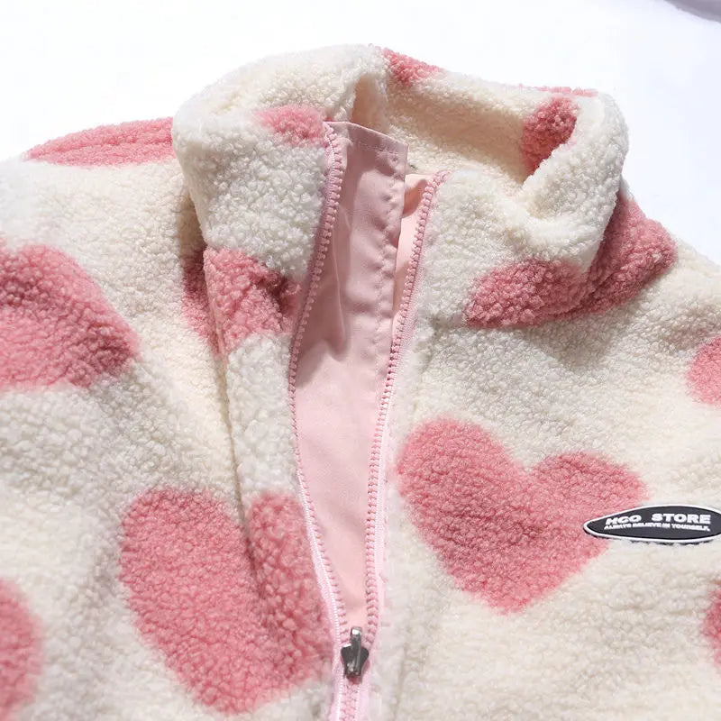 Caterina | Abrigo de piel con corazones multicolores