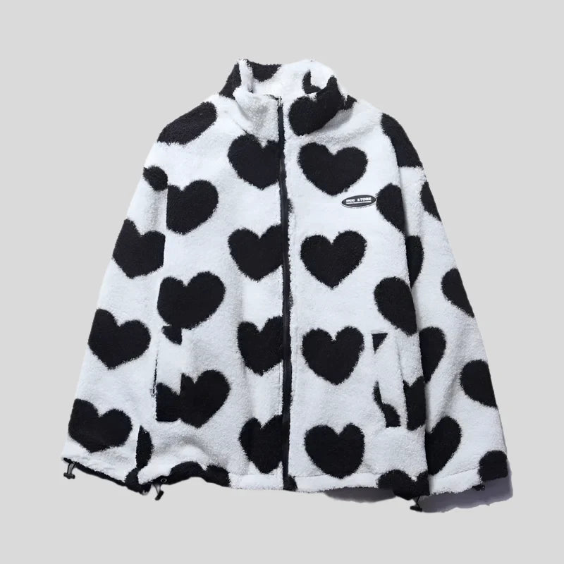 Caterina | Abrigo de piel con corazones multicolores