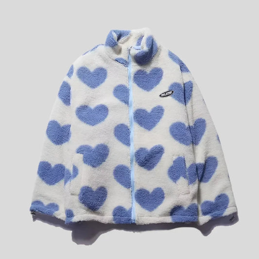 Caterina | Abrigo de piel con corazones multicolores