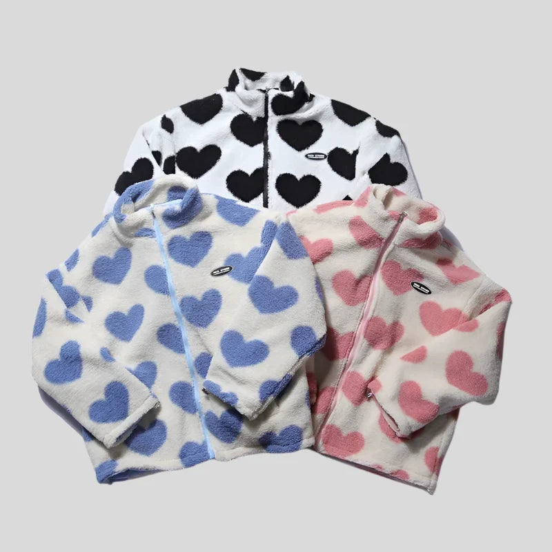 Caterina | Abrigo de piel con corazones multicolores