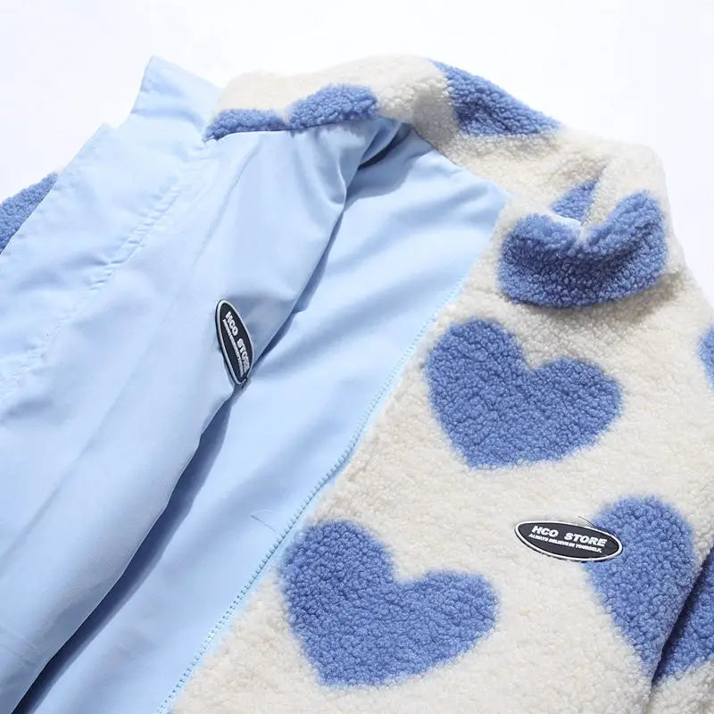 Caterina | Abrigo de piel con corazones multicolores