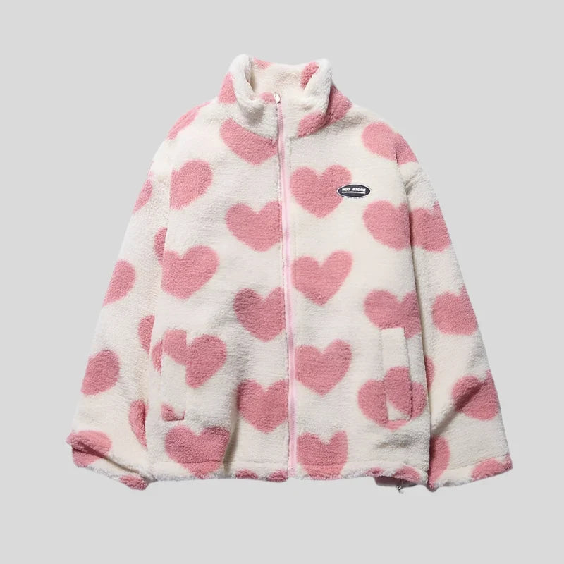 Caterina | Abrigo de piel con corazones multicolores