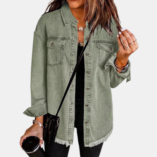 Silvana | Chaqueta de mezclilla descolorida con dobladillo sin rematar