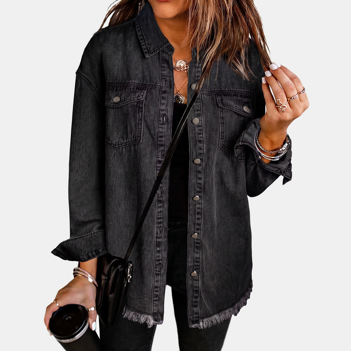 Silvana | Chaqueta de mezclilla descolorida con dobladillo sin rematar
