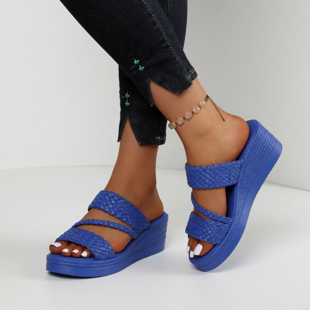 Teresa | Mules con cuña trenzada de colores, ligereza veraniega