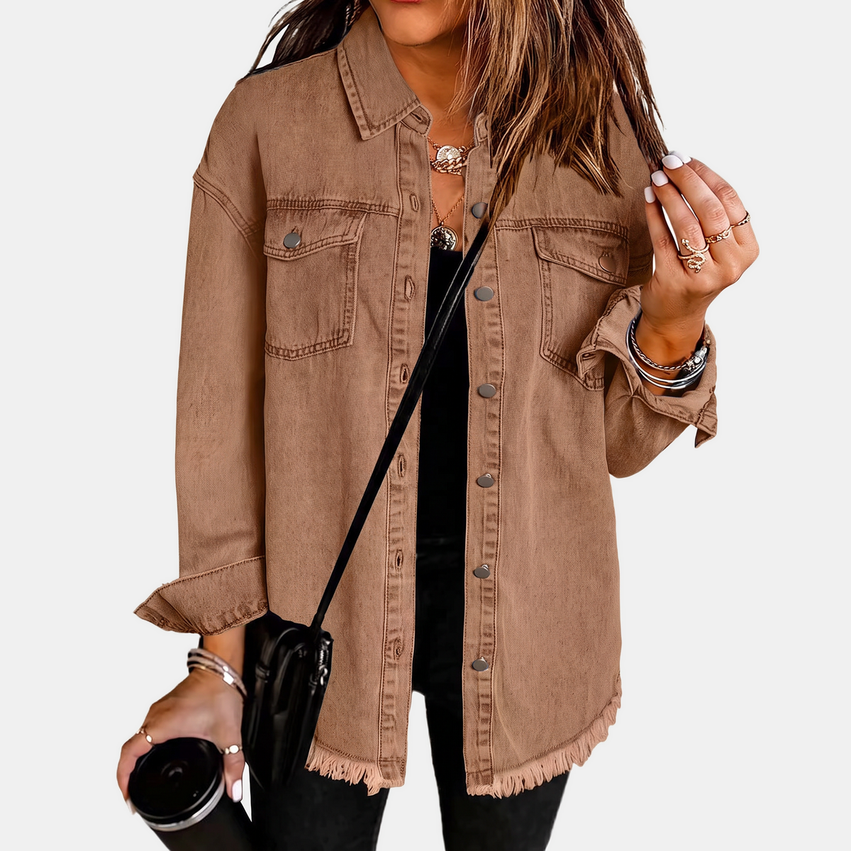 Silvana | Chaqueta de mezclilla descolorida con dobladillo sin rematar