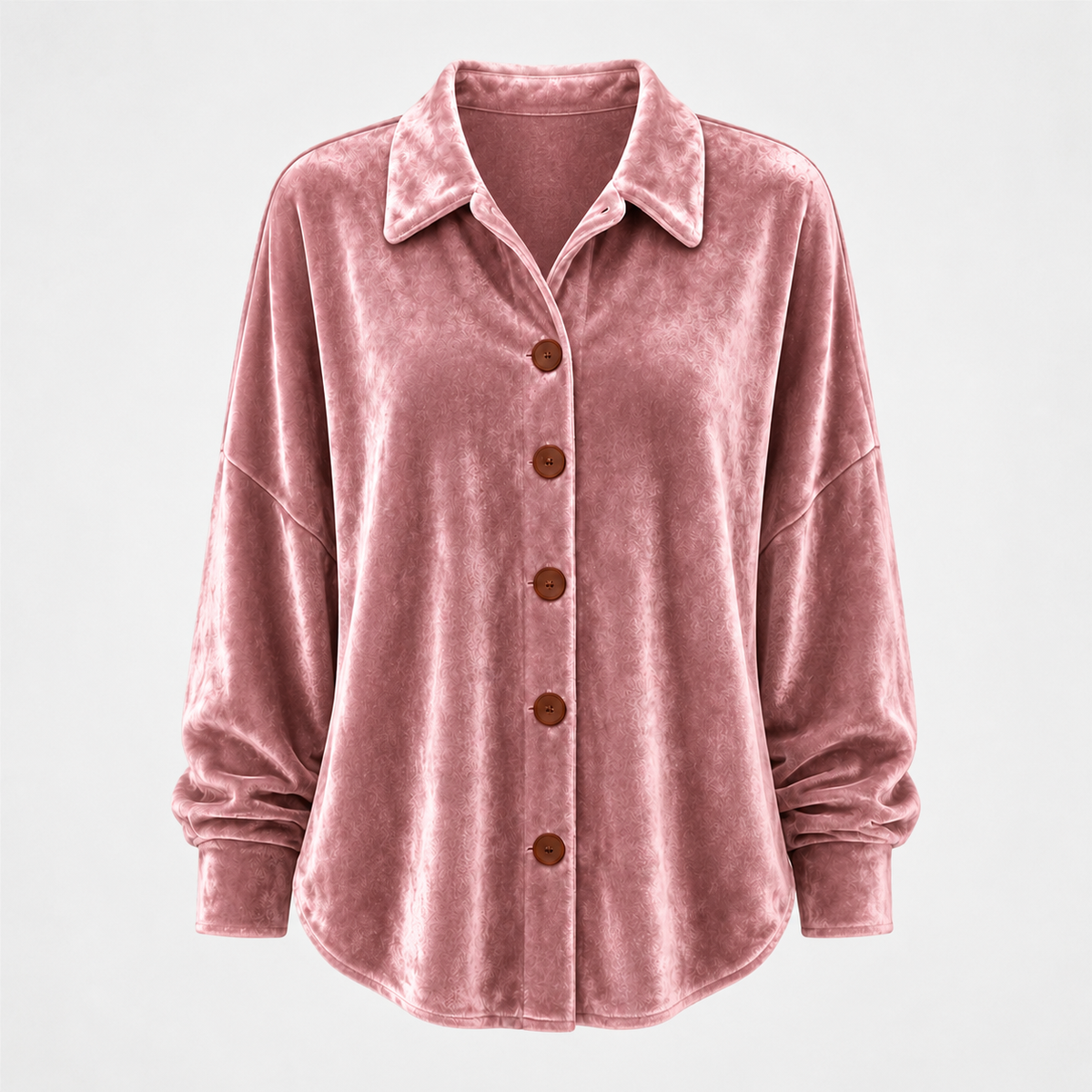 Loretta - Camicia in velluto con bottoni, Rosa
