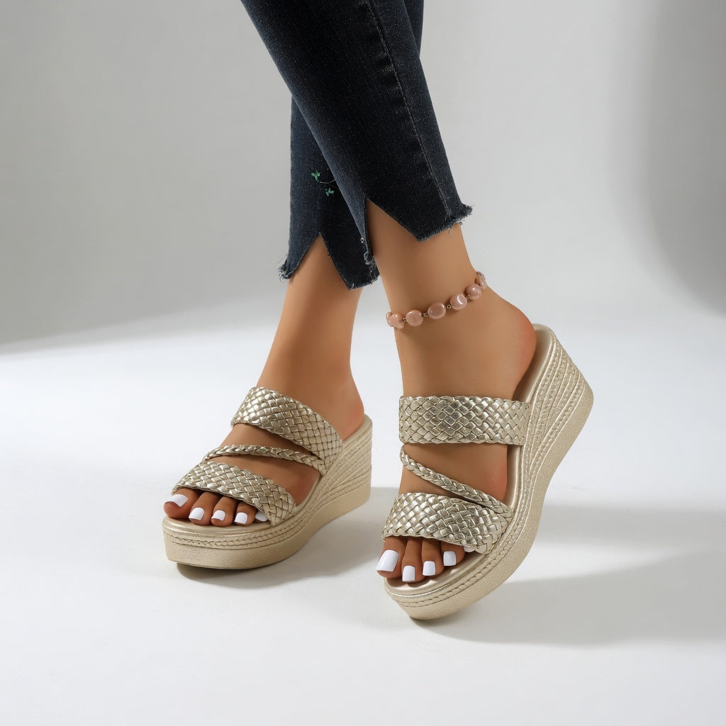 Teresa | Mules con cuña trenzada de colores, ligereza veraniega