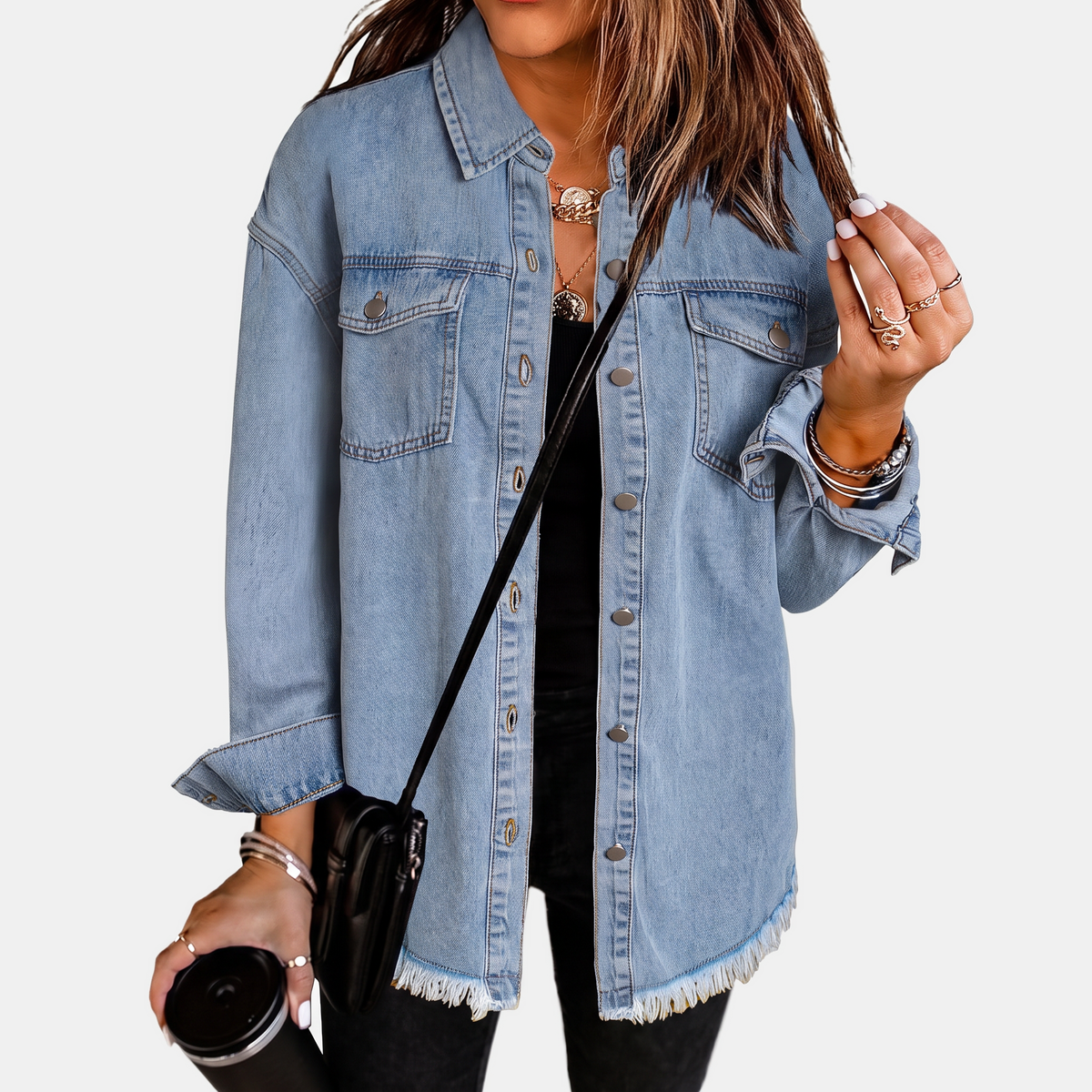 Silvana | Chaqueta de mezclilla descolorida con dobladillo sin rematar