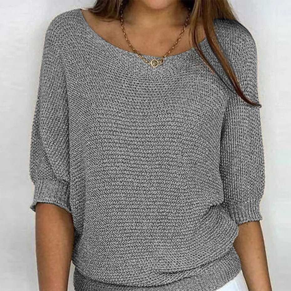 Laura | Top Comodo in Maglia Lavorata - Grigio