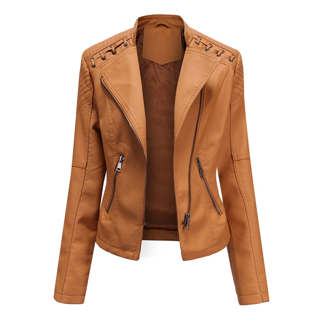 Serena | Chaqueta acolchada de estilo motero asimétrica con ojales