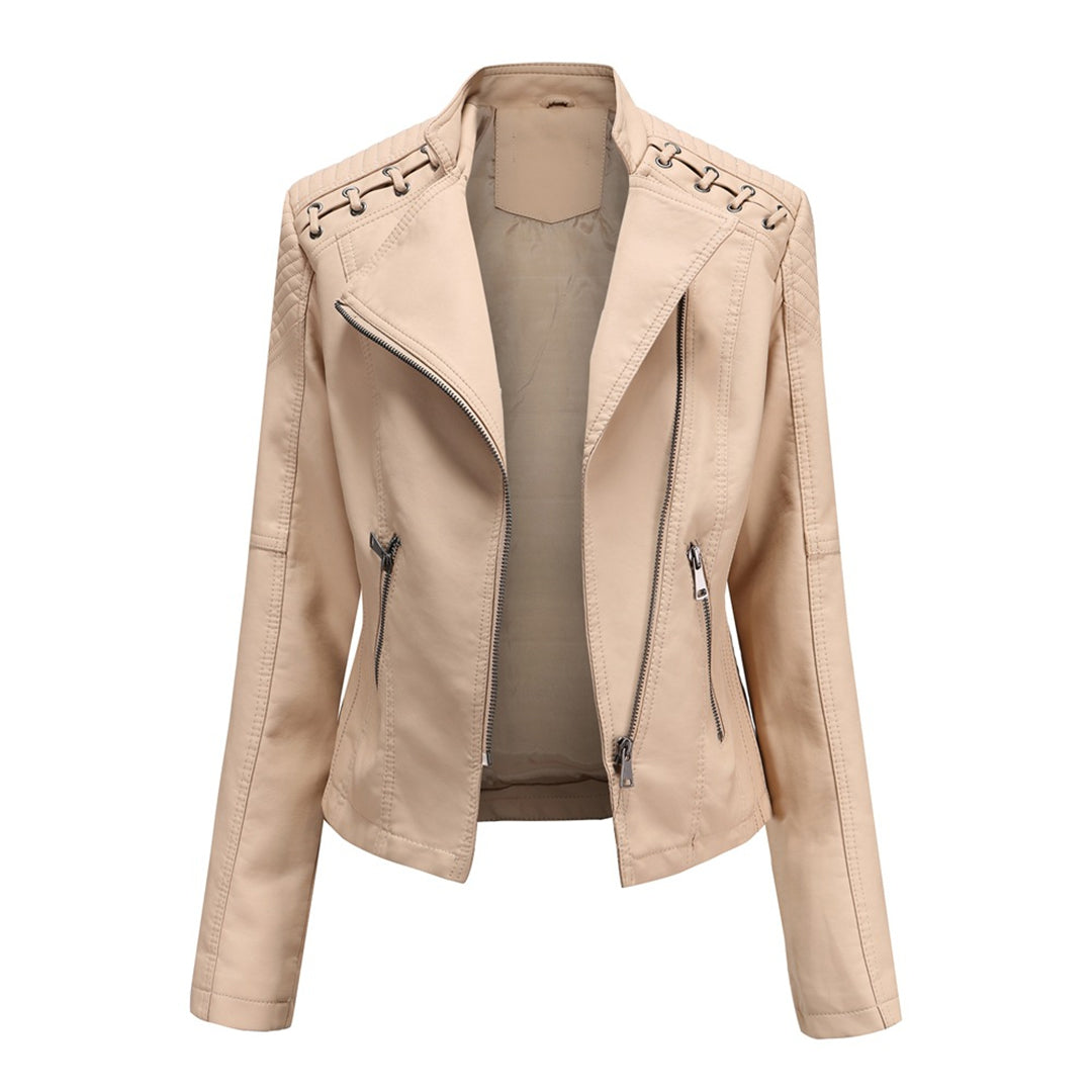 Serena | Chaqueta acolchada de estilo motero asimétrica con ojales