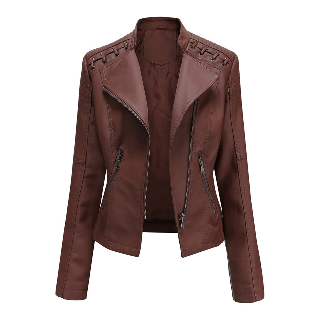 Serena | Chaqueta acolchada de estilo motero asimétrica con ojales