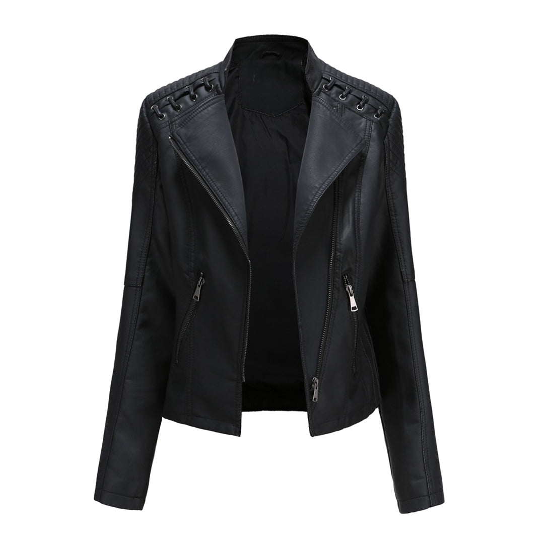 Serena | Chaqueta acolchada de estilo motero asimétrica con ojales