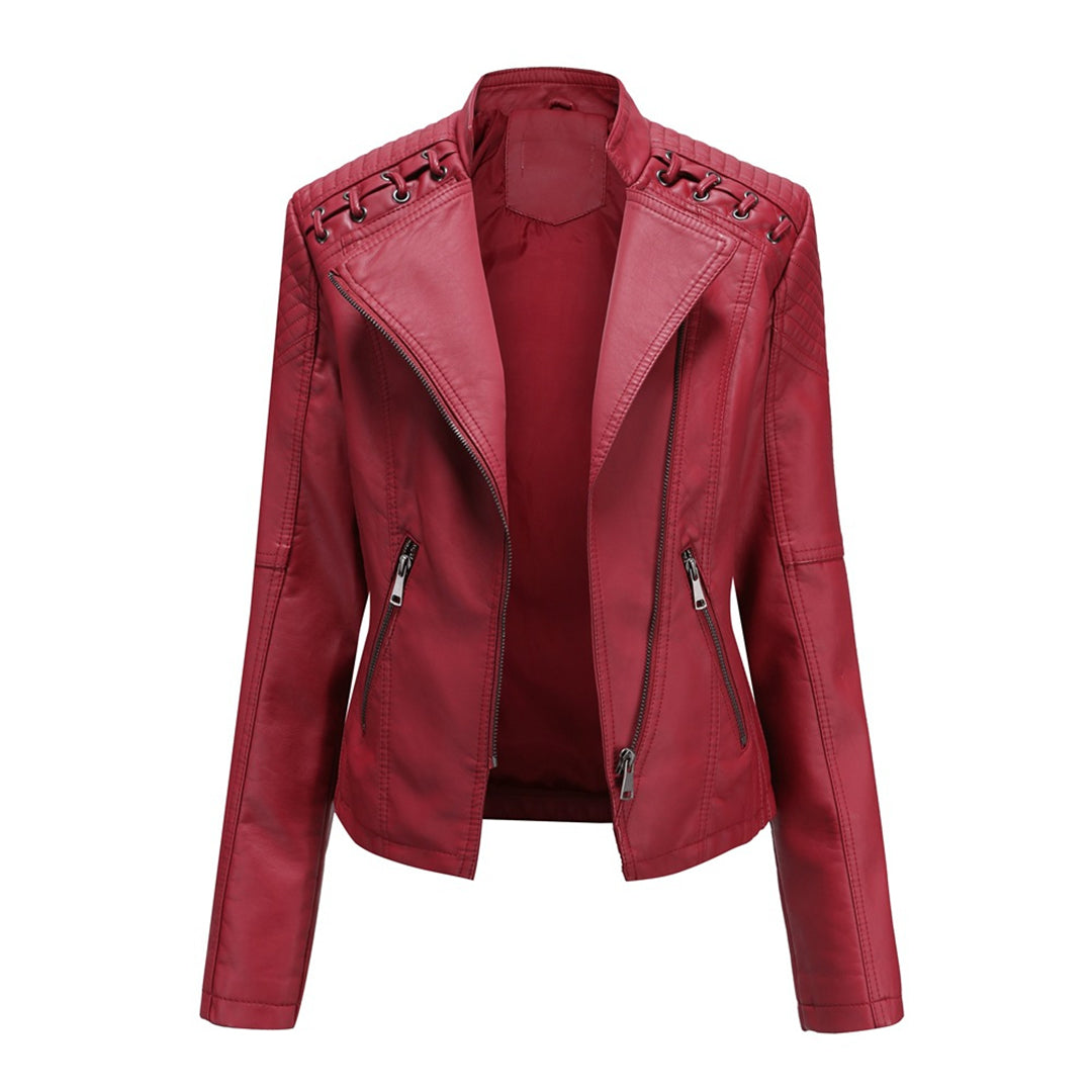 Serena | Chaqueta acolchada de estilo motero asimétrica con ojales