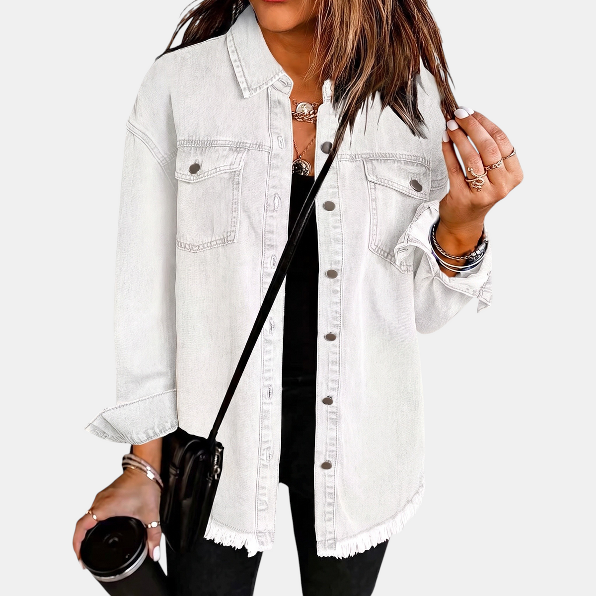 Silvana | Chaqueta de mezclilla descolorida con dobladillo sin rematar