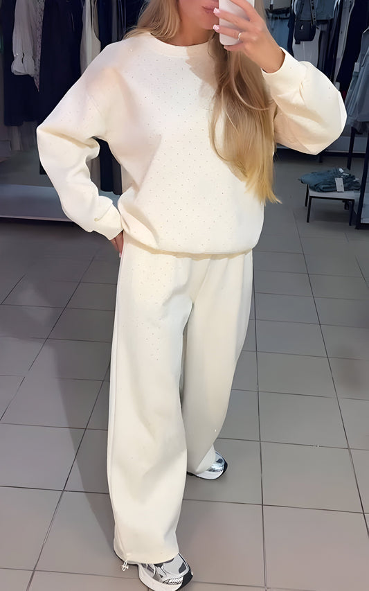 Completo Due Pezzi con Strass - Bianco